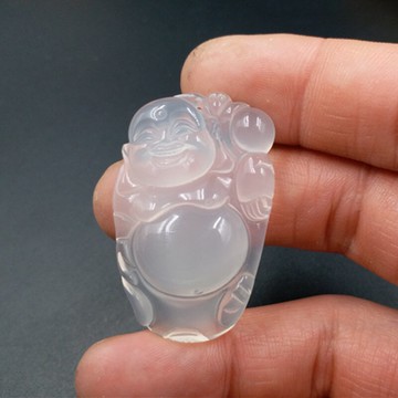 廠家直銷 天然玉石a貨玉髓佛掛件 白玉髓彌勒佛吊墜玉墜