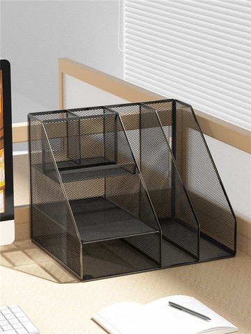 金屬文件框文件架辦公室桌面文件收納盒立式多層文具資料置物架子