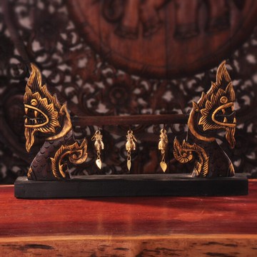 東南亞風水合金風鈴擺件雙龍銅鈴擺設家居工藝品會所玄關門廳裝飾1入