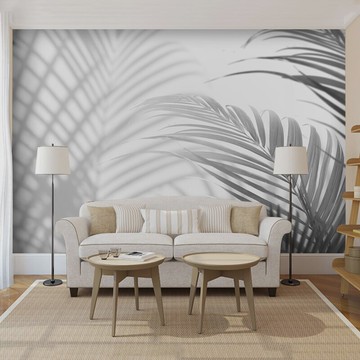 北歐風格墻紙植物壁畫客廳臥室沙發現代簡約黑白灰背景墻裝飾墻布