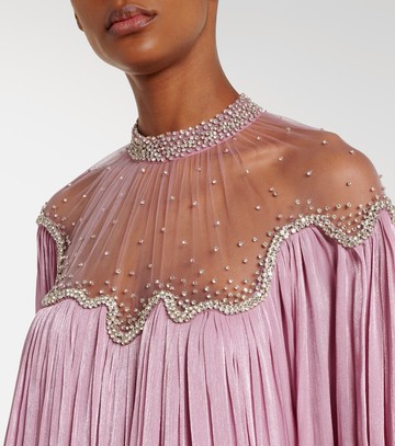 Costarellos Elline embellished pleated gown