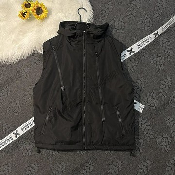 美式復古拉鏈設計工裝棉服馬甲男街頭嘻哈高級感加厚沖鋒棉衣背心