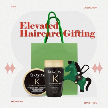 【KERASTASE 卡詩】新年經典1+1 髮膜+髮浴 附小馬吊飾 禮袋