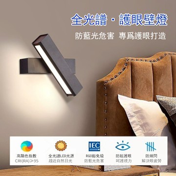 創意350°旋轉床頭壁燈 樓梯照明燈 書房牆壁燈 過道燈全光譜壁燈