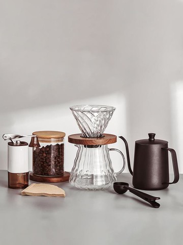 手磨咖啡機套裝咖啡研磨機家用手搖磨豆機研磨器電動小型全套復古 幸福驛站