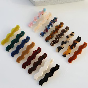 法式高級配色小發夾~韓國France波浪形邊夾豹紋劉海夾鴨嘴夾頂夾