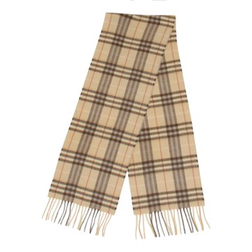 BURBERRY Kids 卡其色喀什米爾羊毛圍巾