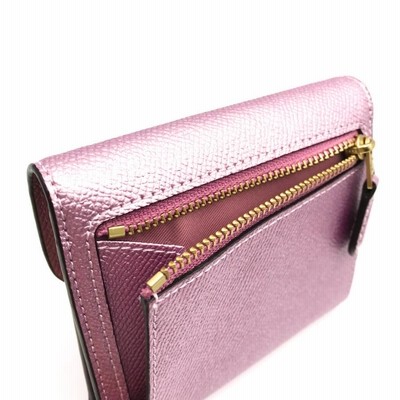 【美品】COACH 三つ折り財布　 スモールウォレットメタリックピンク ミニ財布 COACH 三つ折り財布 スモールウォレットメタリックピンク ミニ