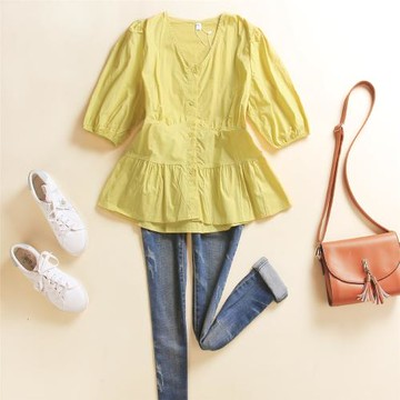 純棉V領白色襯衫女小個子短袖2025年新款洋氣時尚肩寬顯瘦襯衣女