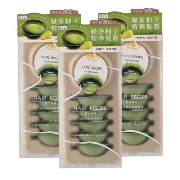 HAIR RECIPE 髮的食譜 綠茶柚子精華髮膜12mlx6 三入組(18入) 公司貨