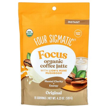 Four Sigmatic, Focus，有機速溶咖啡拿鐵，含猴頭菇，原味，4.23 盎司（120 克）