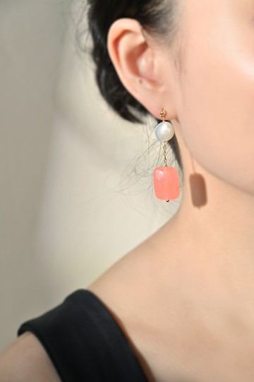 橘子汽水純銀耳環 / 瑪瑙 / 貝殼 / JIEGEM   姊的珠寶