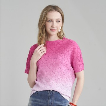 CLL巧玲瓏 唯美暈染漸層幸運草上衣(桃色) 7133141