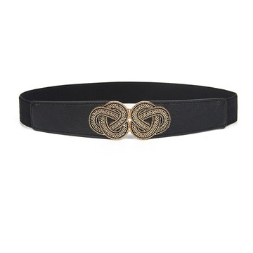 狐狸姬，雙8環時尚女腰封腰帶皮帶-單腰封(黑)