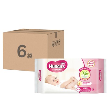HUGGIES 好奇 天然綠茶清爽親膚嬰兒濕巾 加厚型 80張  3包  6袋