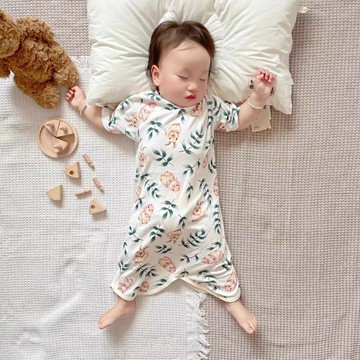 夏季超薄新生兒竹纖維睡袋北歐風短袖透氣寶寶睡袋嬰兒防踢被鑫弘-萌寶童裝可開發票