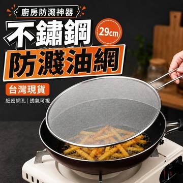 【隔日到貨🔥】29cm不鏽鋼防濺油網 細密網孔 擋油網 防噴油網 煎炸防油濺 廚房濾油網 篩粉網