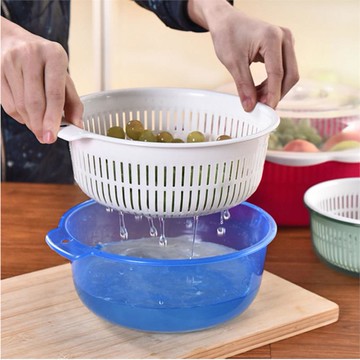 水果盆小號家用。洗菜藍壁掛控水瀝水籃北歐菜盆客廳漏盆宿舍漏水1入