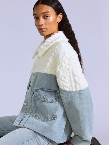 BLUETAB™ 愛爾蘭針織樣式拼接丹寧牛仔外套 / 夾克 / 日本面料 人氣新品