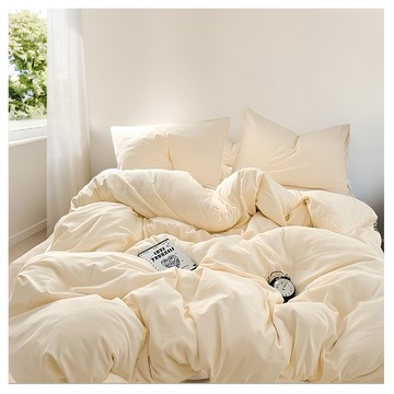 Hoom 禾慕生活 柔軟微皺水洗棉床包 親膚透氣 高織高密  單人(200 x 120cm)  奶油泡泡