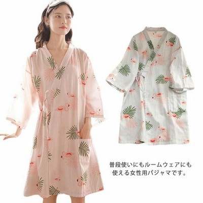 ルームウェアレディース浴衣甚平パジャマ和風部屋着寝間着バスローブワンピース寝巻き前開き薄手お風呂上り湯上がり長袖春夏 通販 Lineポイント最大get Lineショッピング