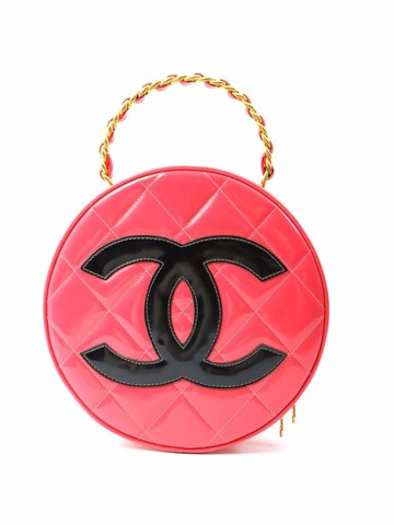 CHANEL Pre-Owned - 1995 CC diamond-quilted vanity bag - women - Patent Leather - One Size - Pink