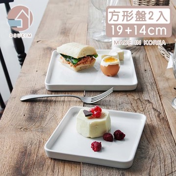 韓國SSUEIM LEED系列莫蘭迪陶瓷方形淺盤19+14cm