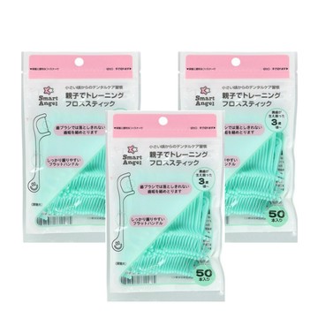日本西松屋 - 幼童用牙線棒超值3件組(3歲～)-綠-50入*3