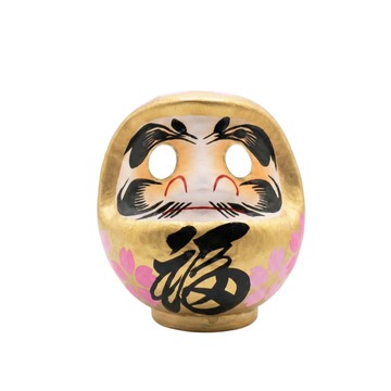 【日本大門屋】開運祈福 許願達摩 | 金色櫻花限定 『招財納福』