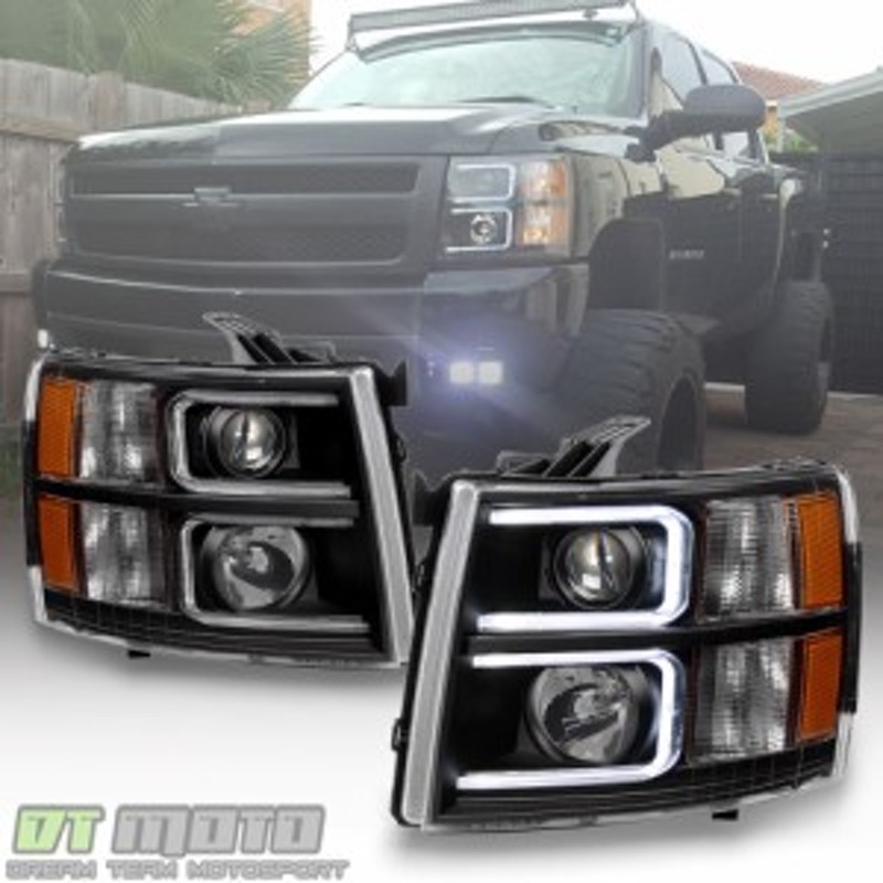 ヘッドライト ブラック2007-2013シボレーシルバラードOPTIC LED 