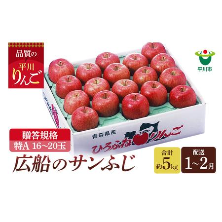 ふるさと納税 年明け 贈答規格 広船のサンふじ 約5kg・特A16〜20玉  青森県平川市