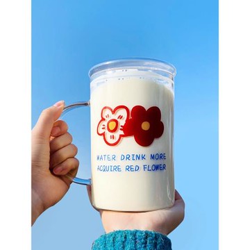 超大容量1000ml玻璃杯帶蓋帶把水杯ins吸管茶杯家用可愛夏季杯子