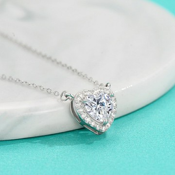 現貨+預購 頂級莫桑鑽石項鍊925純銀女項鍊鎖骨鍊項鏈情人節禮物-1克拉浪漫愛心74lq27【獨家進口】【米蘭精品】