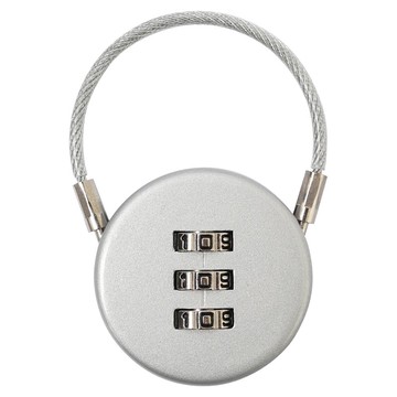 台灣製3位數圓形密碼鎖附鋼索-(K178)