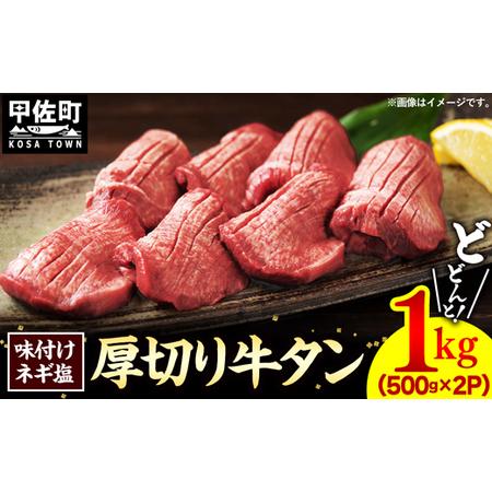 ふるさと納税 味付けネギ塩厚切り牛タン 焼肉1000g（500g×2パック） 熊本県甲佐町