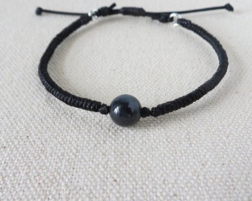 【金剛結】本命年【幸運石】烏雞翡翠韓國蠟線手鍊*GC09*避邪