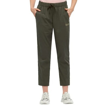 【Jack Wolfskin 飛狼】滿額折300★女 全鬆緊腰頭快乾休閒九分褲 登山褲『橄綠』(150844)