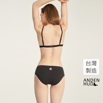 【Anden Hud】心願．花邊中腰三角內褲(黑-刺繡開運達摩) 純棉台灣製