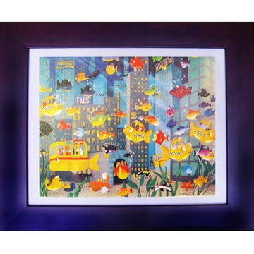 開運陶源 【fish city 海底巴士】 世界名畫 掛畫 複製畫 壁飾 38x32cm防塵,防潮,不褪色油畫處理;含框