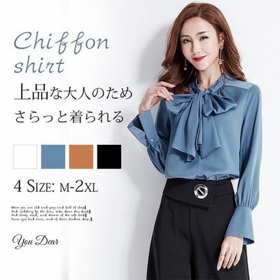 ブラウスレディースおしゃれシャツブラウスとろみシャツシフォンシャツ長袖リボン付きゆったり上品通勤olオフィス30代40代春夏秋sy1802 通販 Lineポイント最大get Lineショッピング