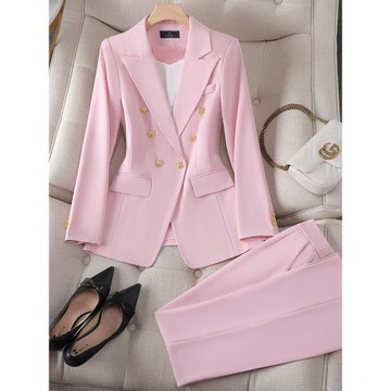 粉色西裝套裝女秋季2025新款正裝氣質高級感工作服職業裝西服外套