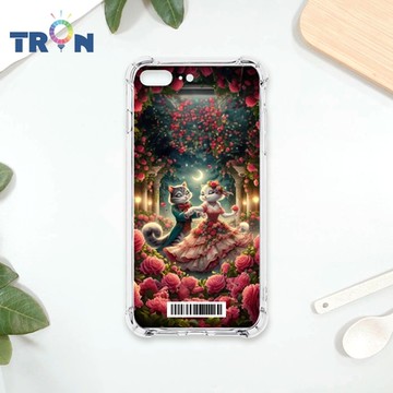 TRON IPhone 7/8 PLUS 月光下玫瑰庭園跳舞的貓咪 四角防摔載具殼 軟殼 手機殼