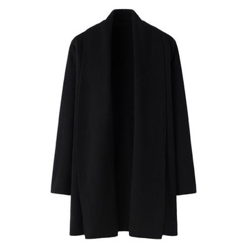 2022秋冬新款100純山羊絨大衣女無扣開衫中長款寬松毛衣外套E1836