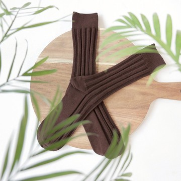 乾燥感・機能美學羅紋襪∣抑菌∣烏賊棕∣25-28 cm∣雙針筒・襪子