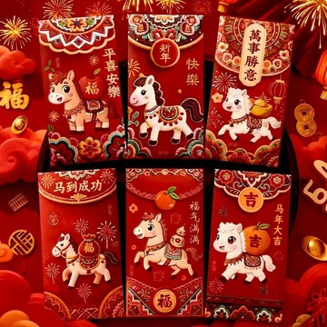💥臺灣有貨🌈免運!💥可开票💥2026馬年爆款平面刺繡立體卡通福馬紅包春節創意壓歲拜年利是封鉅惠