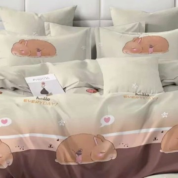 A-ONE 台灣製 雪紡棉床包組  單人  貪睡兔