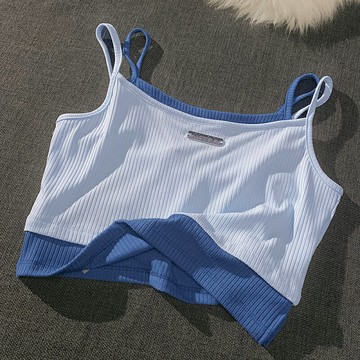 假兩件 夏季背心吊帶女辣妹短款百搭針織打底tee【不二雜貨】