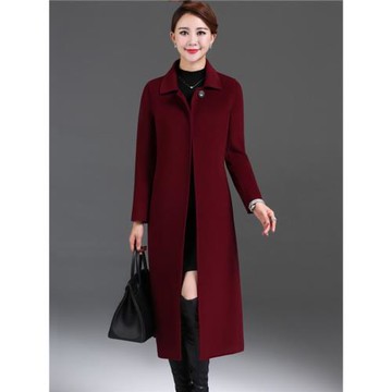 MK雙面羊絨大衣女2025秋冬新款氣質長款女大衣中年羊毛呢保暖外套