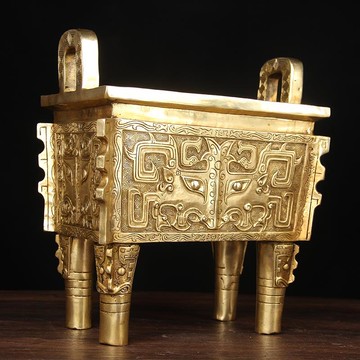 銅獸鼎擺件  銅鼎擺件  銅四方鼎爐擺件  銅鼎盛千秋擺件 c8072