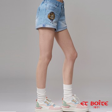 【品牌日8折↘最高折千】娃娃無彈後鬆緊丹寧短褲(淺藍) -  BLUE WAY ET BOîTE 箱子